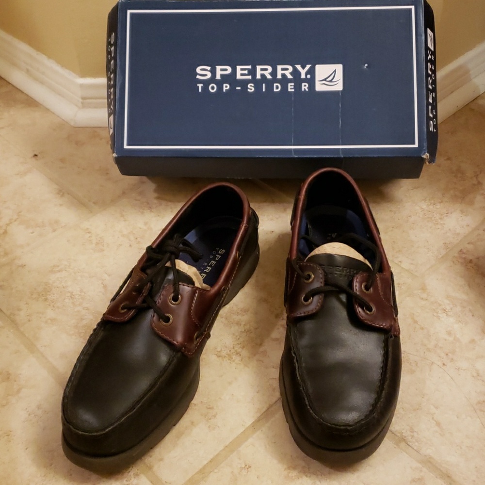 Leeward black/amaretto  two tone Sperrys